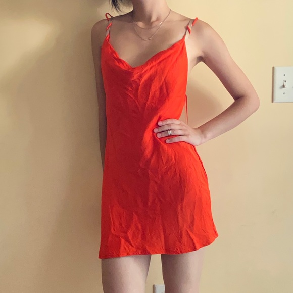 Zara Dresses & Skirts - Zara Orange Satin Slip Mini Dress